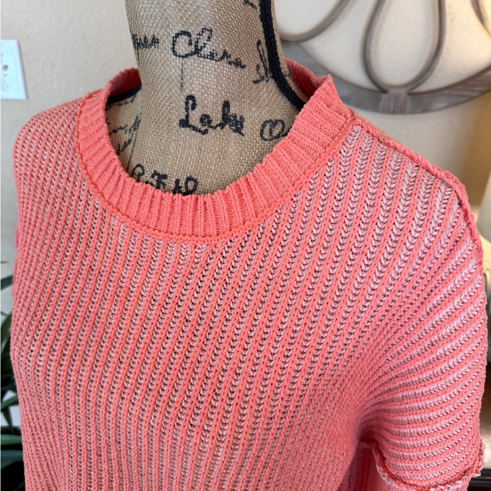 New In New Orange Oversized Ribbed Chenille Crewneck Sweater - Picture 5 of 16